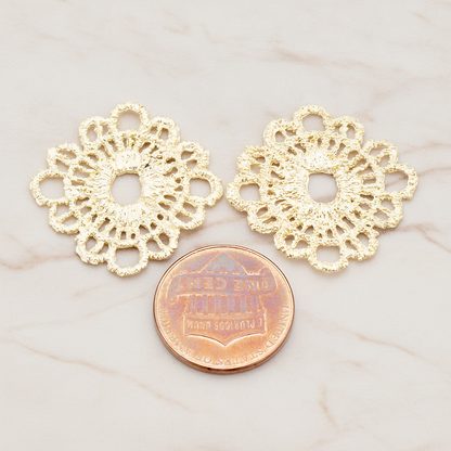 Rounded Square Lace Pendant, 2 Pc on warm marble background (PD.686)