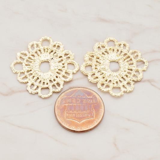 Rounded Square Lace Pendant, 2 Pc on warm marble background (PD.686)