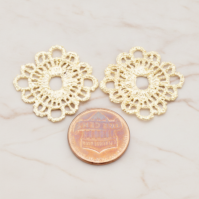 Rounded Square Lace Pendant, 2 Pc on warm marble background (PD.686)
