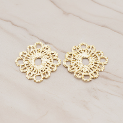 Rounded Square Lace Pendant, 2 Pc on warm marble background (PD.686)