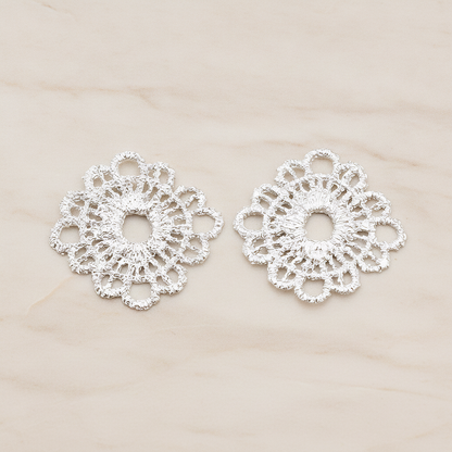 Rounded Square Lace Pendant, 2 Pc on warm marble background (PD.686)