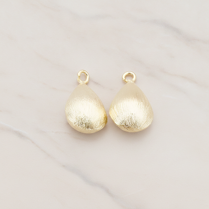 Brushed 3D Waterdrop Teardrop Charm Pendant, 2 Pc on warm marble background (PD.709)
