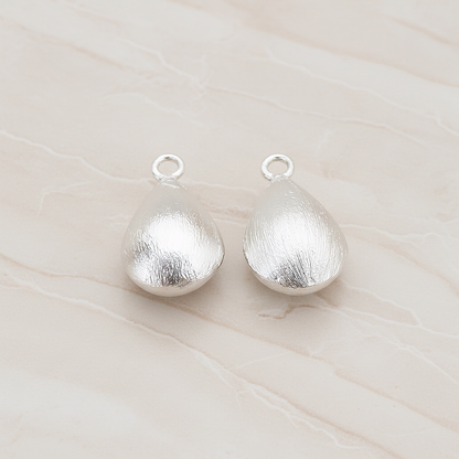 Brushed 3D Waterdrop Teardrop Charm Pendant, 2 Pc on warm marble background (PD.709)