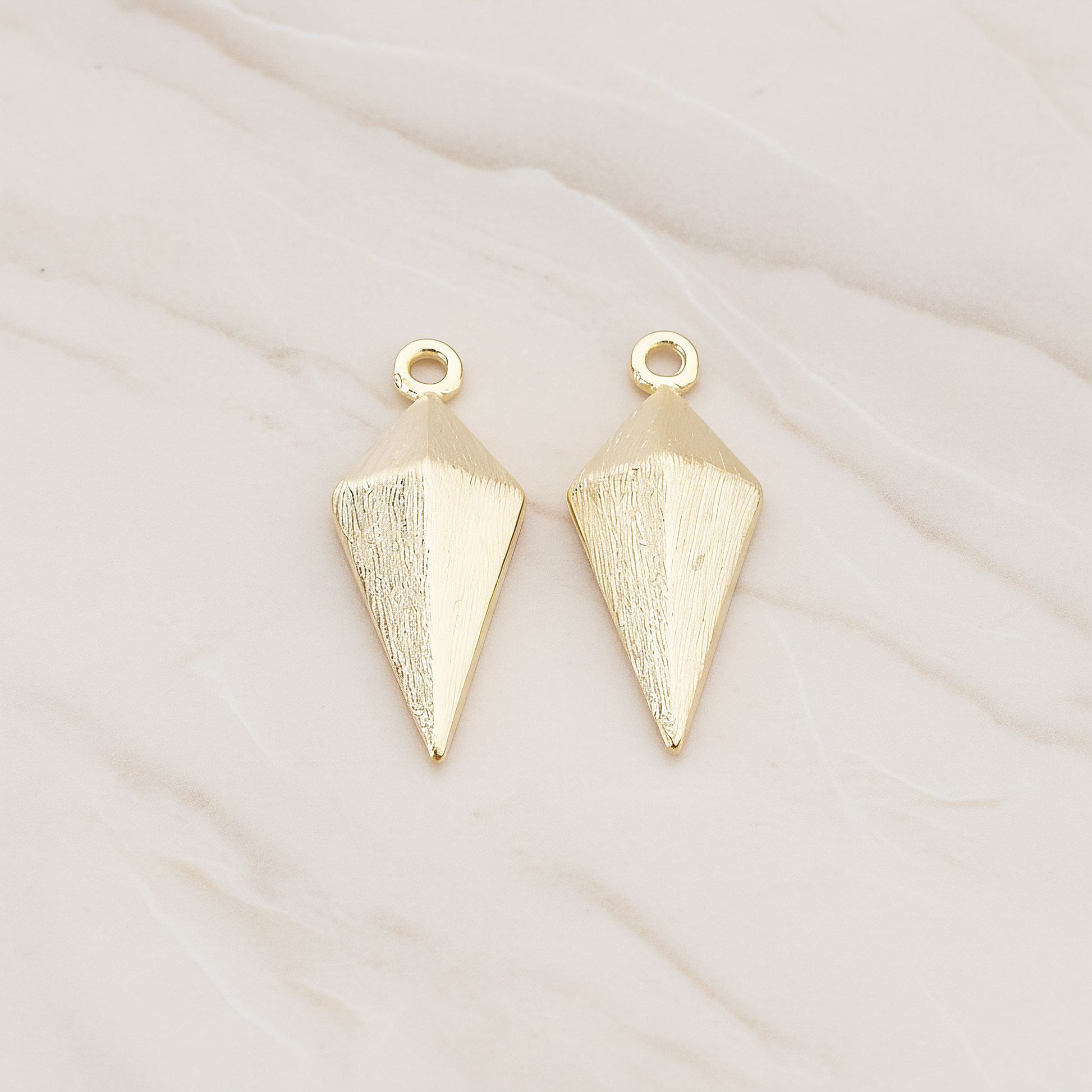 Brushed Rhombus Pendant, 2 Pc on warm marble background (PD.723)