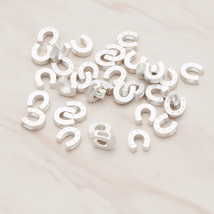 Horse Shoe Bead Pendant, 2 Pc on warm marble background (PD.746)