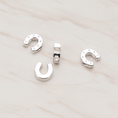 Horse Shoe Bead Pendant, 2 Pc on warm marble background (PD.746)