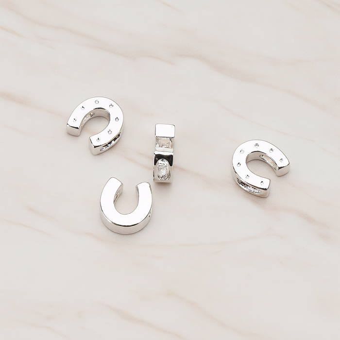 Horse Shoe Bead Pendant, 2 Pc on warm marble background (PD.746)