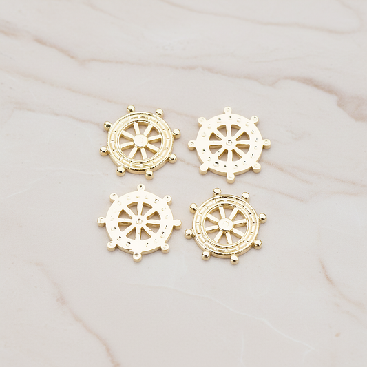 Ships Wheel Pendant, 2 Pc on warm marble background (PD.755)