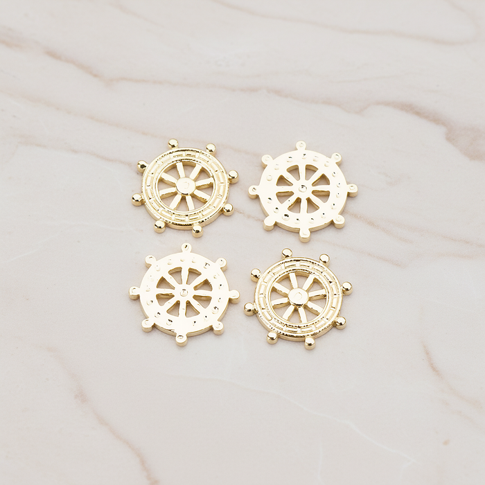 Ships Wheel Pendant, 2 Pc on warm marble background (PD.755)