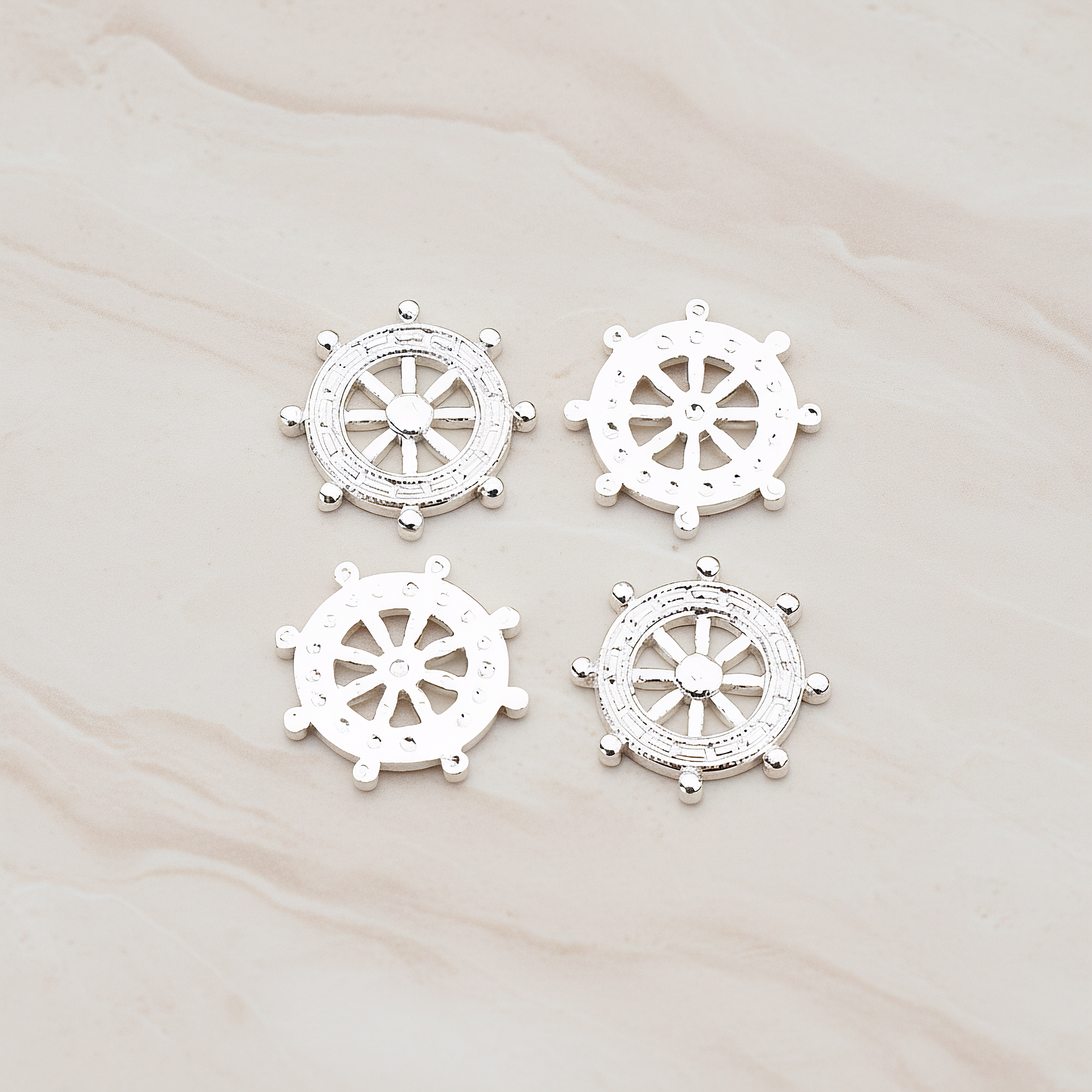 Ships Wheel Pendant, 2 Pc on warm marble background (PD.755)