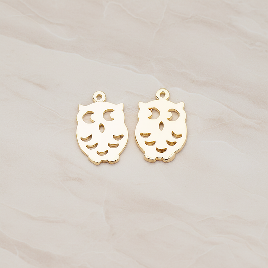 Mini Owl Pendant, 2 Pc on warm marble background (PD.773)