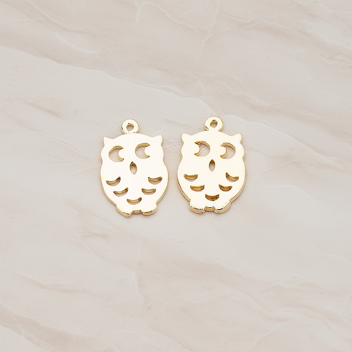 Mini Owl Pendant, 2 Pc on warm marble background (PD.773)