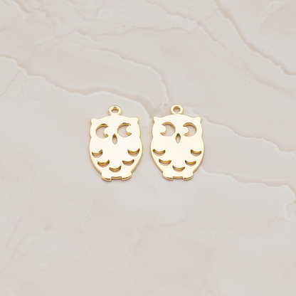 Mini Owl Pendant, 2 Pc on warm marble background (PD.773)
