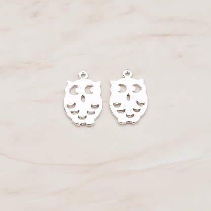 Mini Owl Pendant, 2 Pc on warm marble background (PD.773)