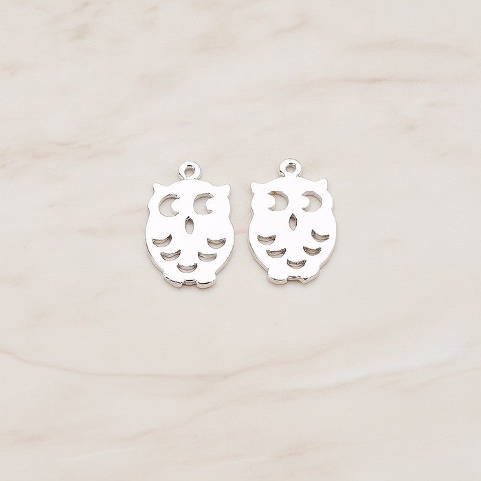 Mini Owl Pendant, 2 Pc on warm marble background (PD.773)