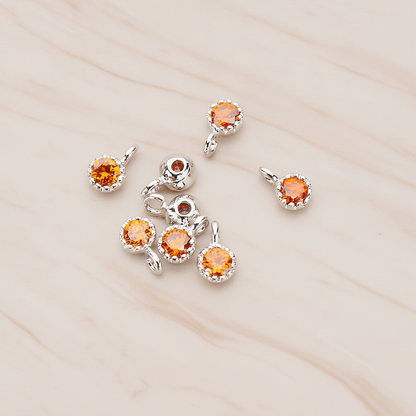 Cubic Zirconia Textured Framed Charm Pendant, 2 Pc on warm marble background (PD.780)