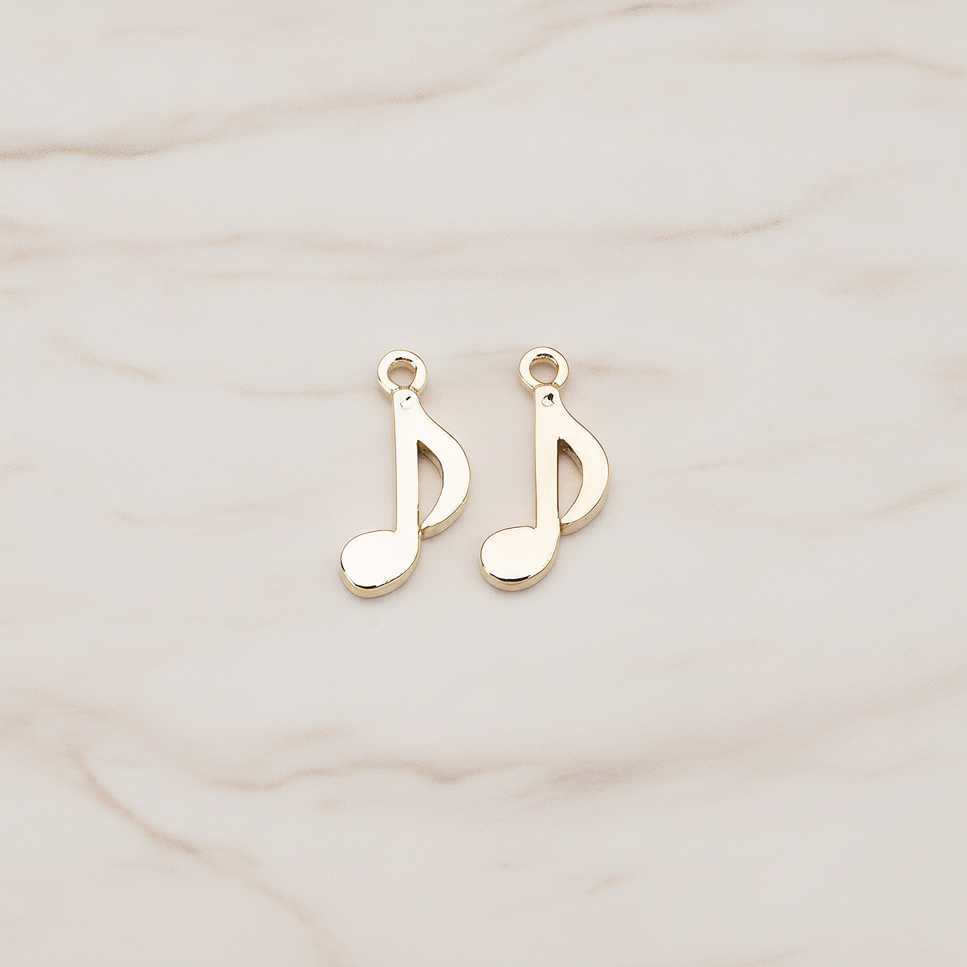 Music Note Charm Pendant, 2 Pc on warm marble background (PD.783)