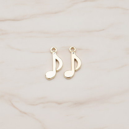 Music Note Charm Pendant, 2 Pc on warm marble background (PD.783)