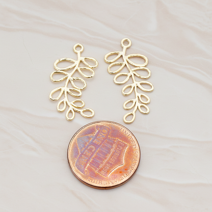 Pinnate Leaf Pendant, 2 Pc on warm marble background (PD.802)