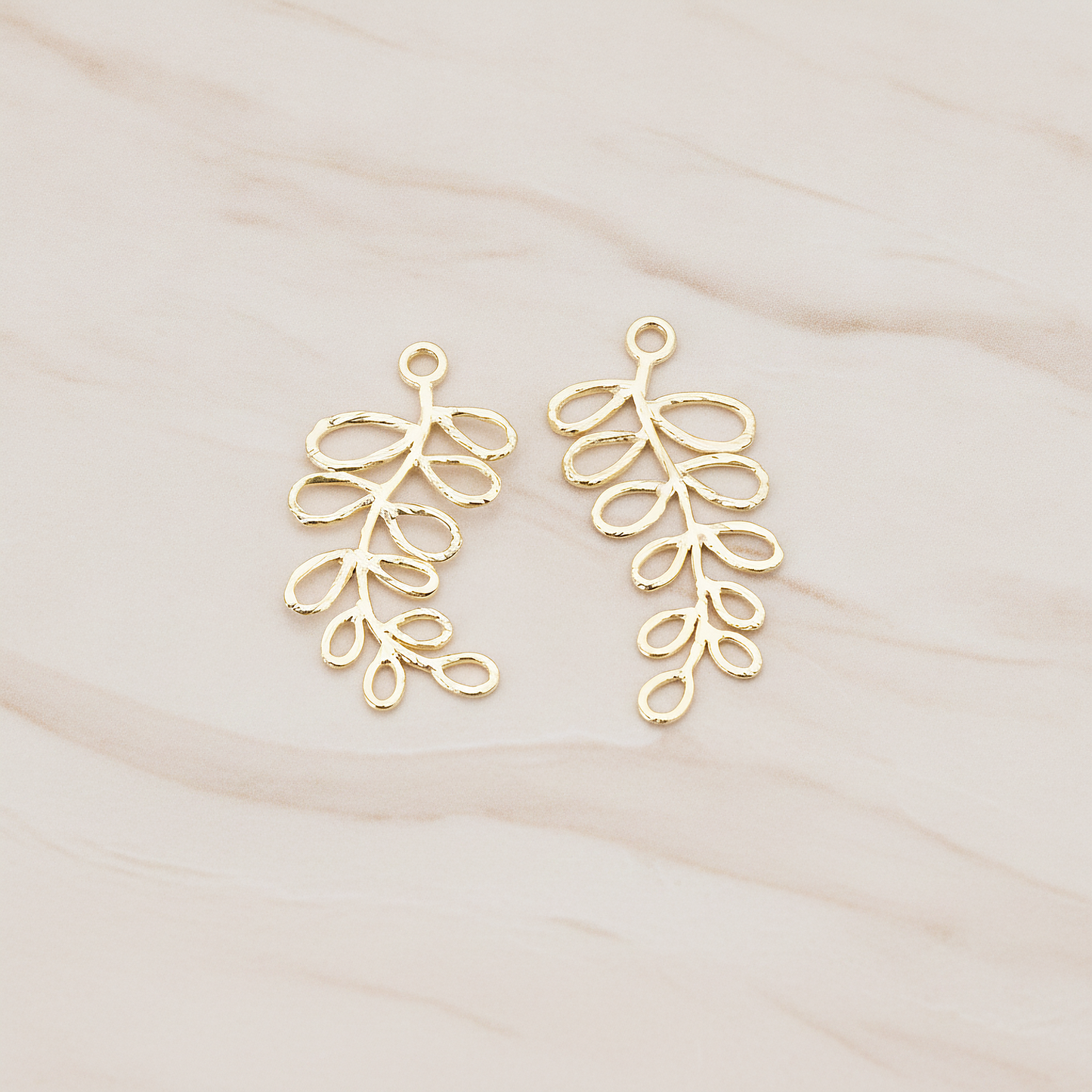Pinnate Leaf Pendant, 2 Pc on warm marble background (PD.802)