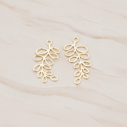 Pinnate Leaf Pendant, 2 Pc on warm marble background (PD.802)