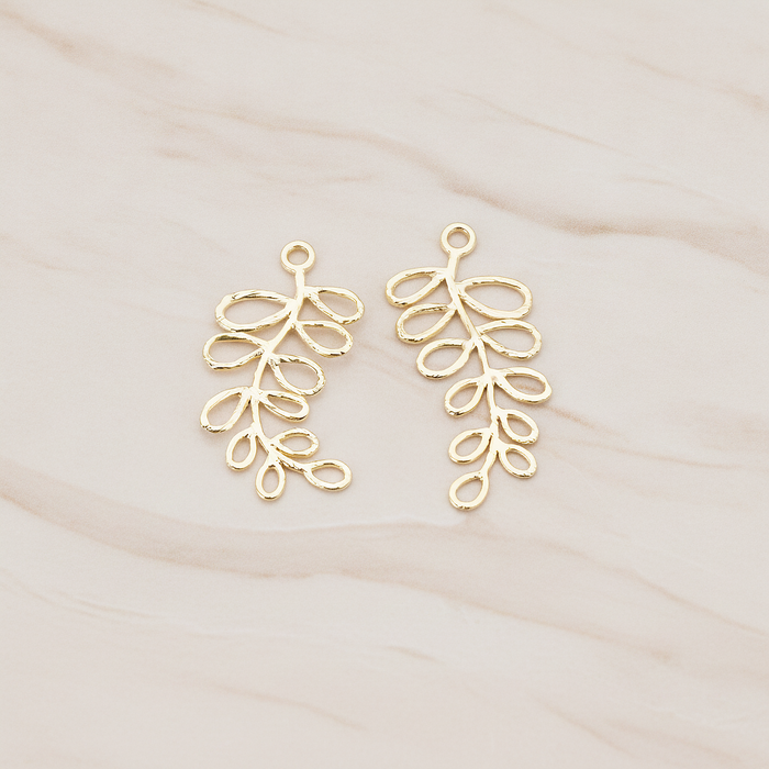Pinnate Leaf Pendant, 2 Pc on warm marble background (PD.802)