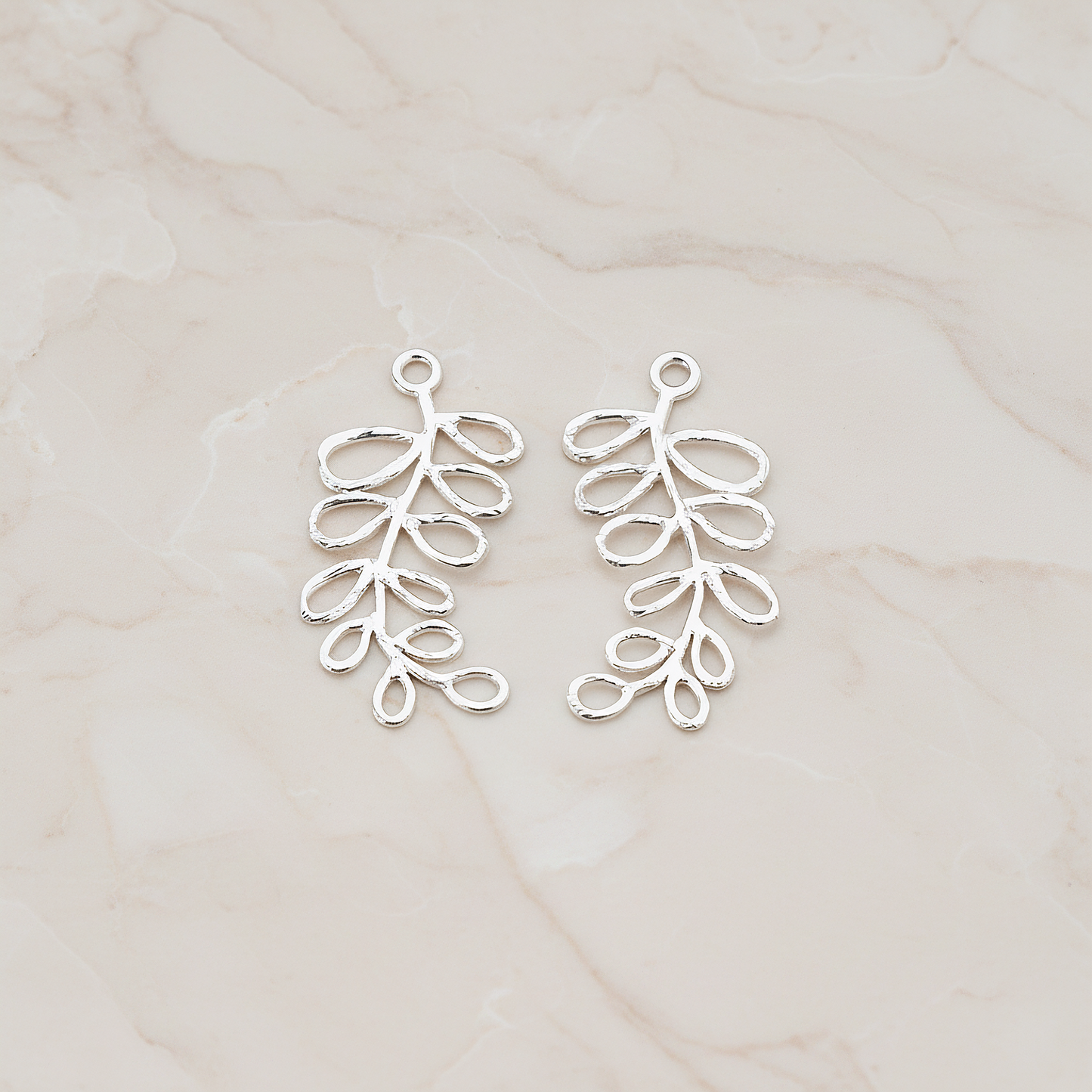 Pinnate Leaf Pendant, 2 Pc on warm marble background (PD.802)