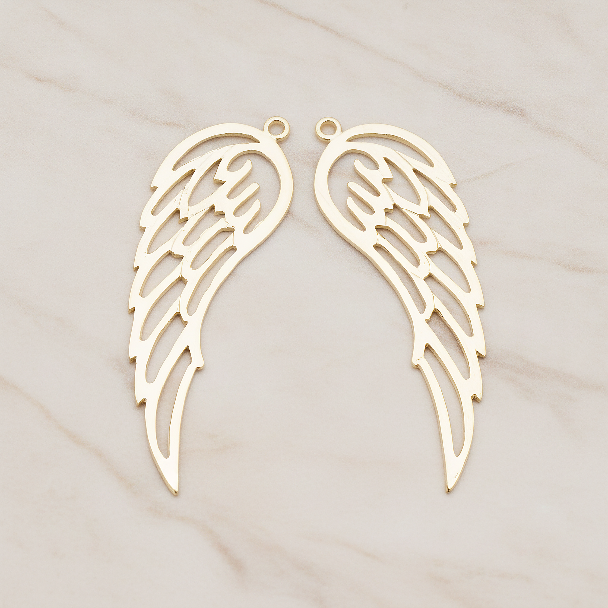 Angel Wing Pendant, 2 Pc on warm marble background (PD.804)