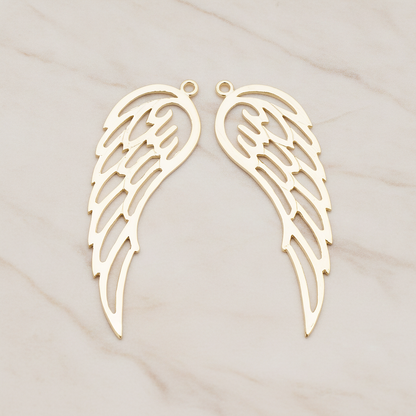 Angel Wing Pendant, 2 Pc on warm marble background (PD.804)