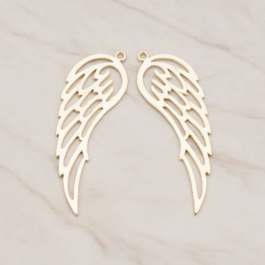 Angel Wing Pendant, 2 Pc on warm marble background (PD.804)