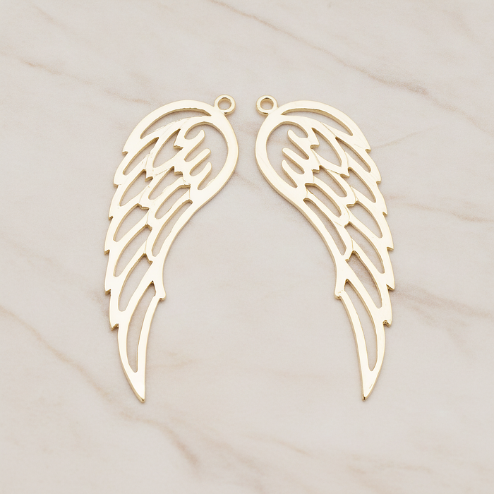 Angel Wing Pendant, 2 Pc on warm marble background (PD.804)