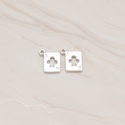Clover Ace Trump Card Charm Pendant, 2 Pc on warm marble background (PD.813)
