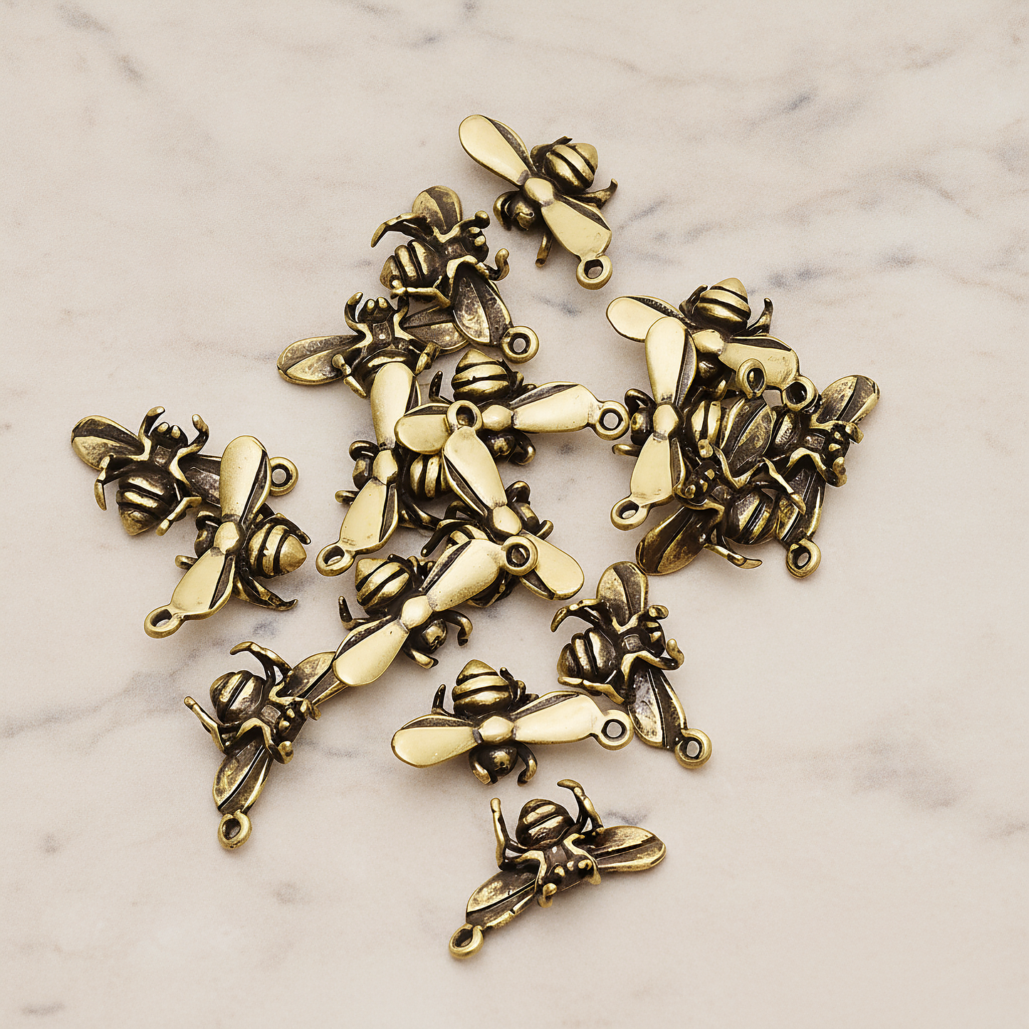 Small Bee Pendant, 2 Pc on warm marble background (PD.833)