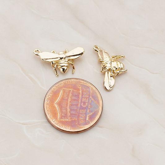 Small Bee Pendant, 2 Pc on warm marble background (PD.833)