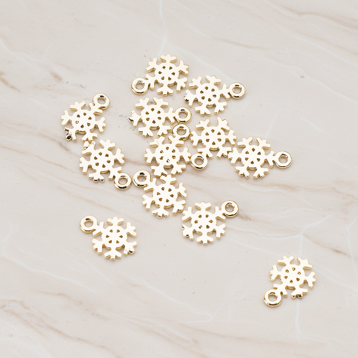 Snow Flake Charm Pendant, 2 Pc on warm marble background (PD.835)