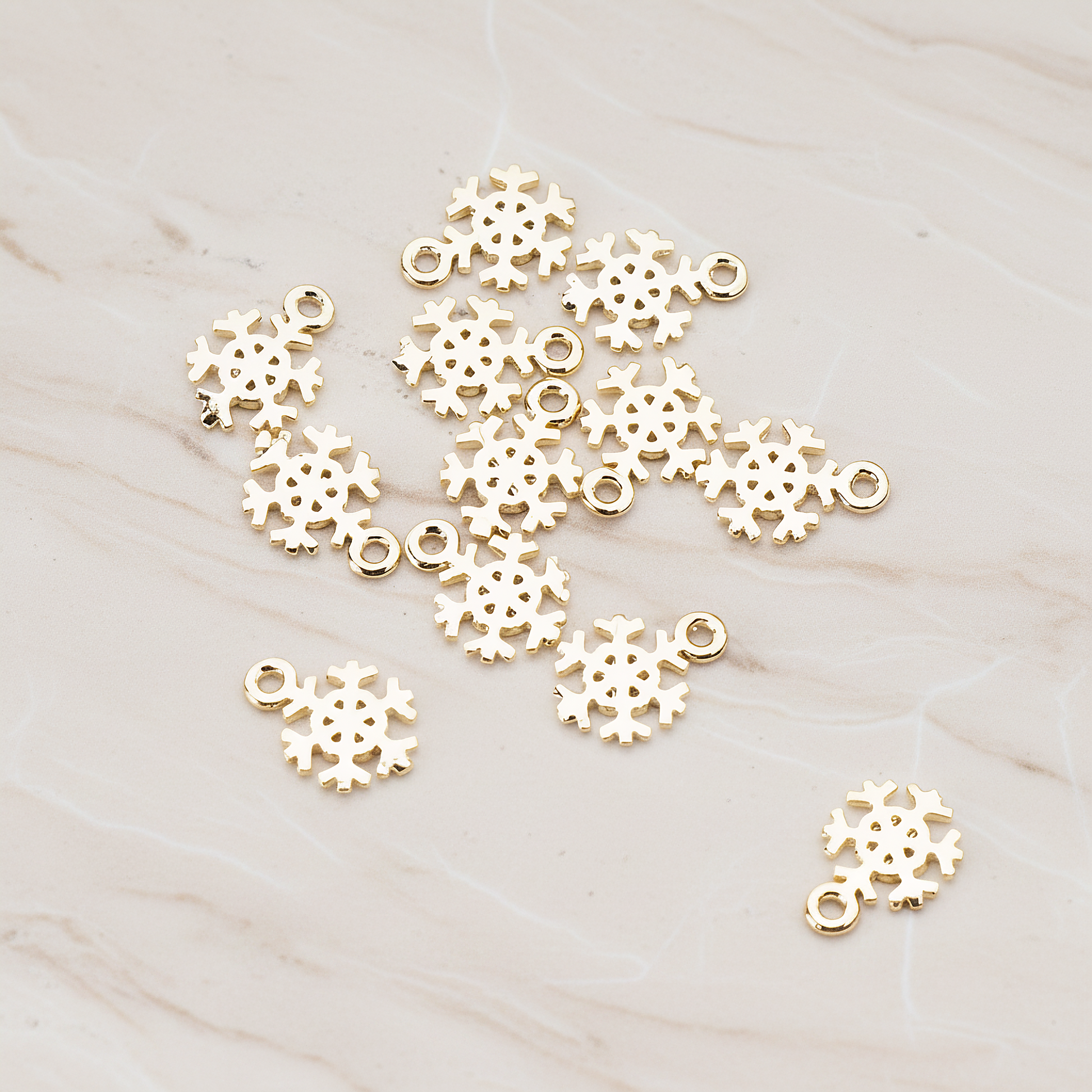 Snow Flake Charm Pendant, 2 Pc on warm marble background (PD.835)