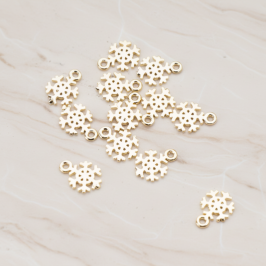 Snow Flake Charm Pendant, 2 Pc on warm marble background (PD.835)