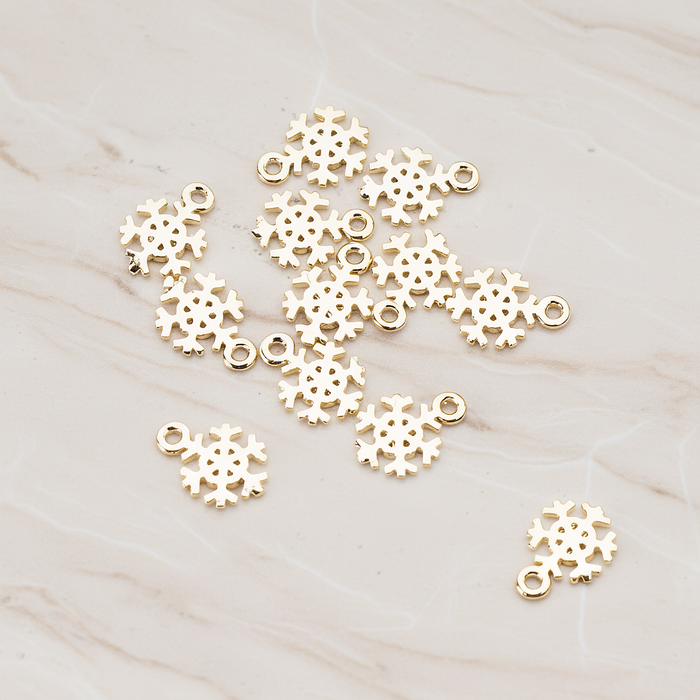 Snow Flake Charm Pendant, 2 Pc on warm marble background (PD.835)