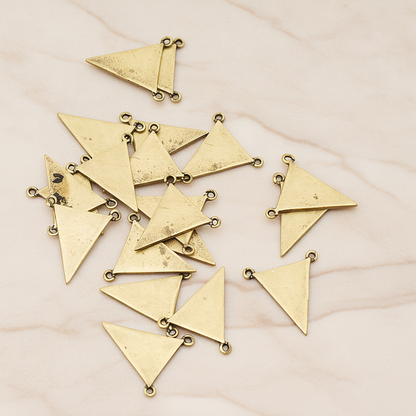 Plain Flat Triangle Double Loops Pendant, 2 Pc on warm marble background (PD.837)