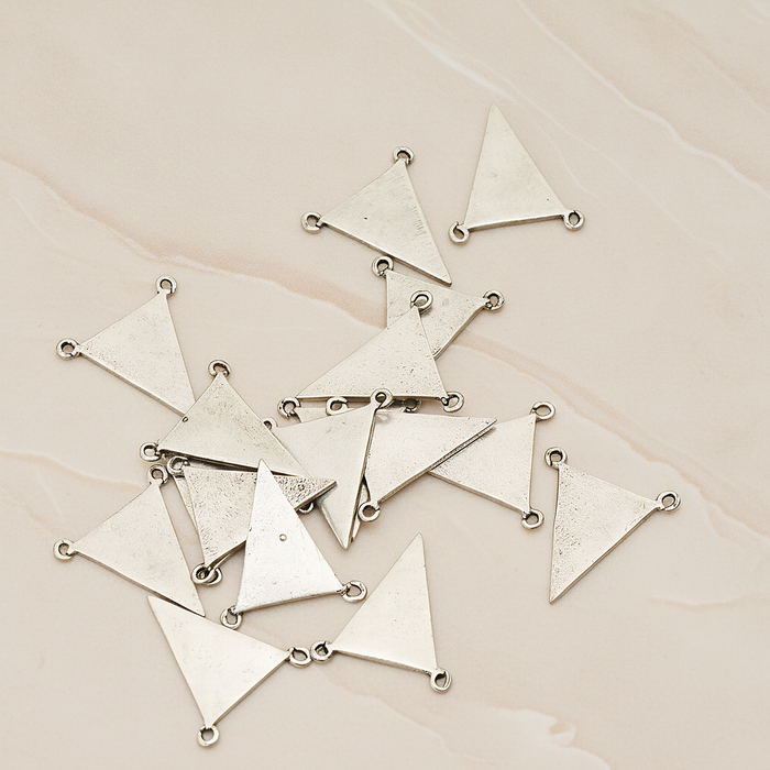 Plain Flat Triangle Double Loops Pendant, 2 Pc on warm marble background (PD.837)