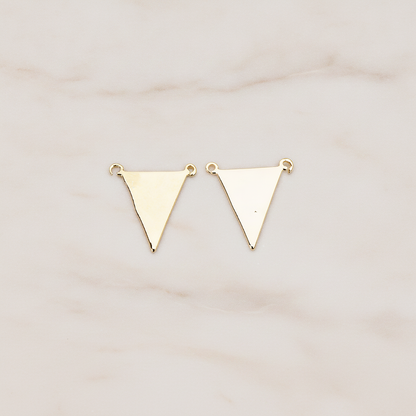 Plain Flat Triangle Double Loops Pendant, 2 Pc on warm marble background (PD.837)