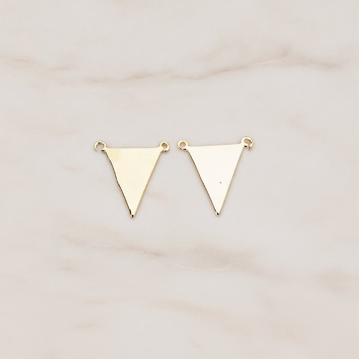 Plain Flat Triangle Double Loops Pendant, 2 Pc on warm marble background (PD.837)