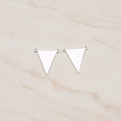 Plain Flat Triangle Double Loops Pendant, 2 Pc on warm marble background (PD.837)