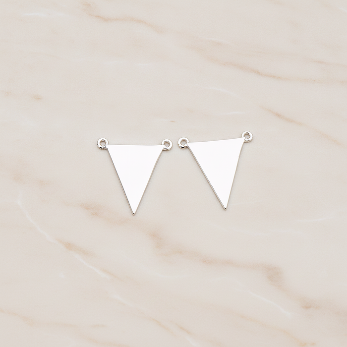 Plain Flat Triangle Double Loops Pendant, 2 Pc on warm marble background (PD.837)