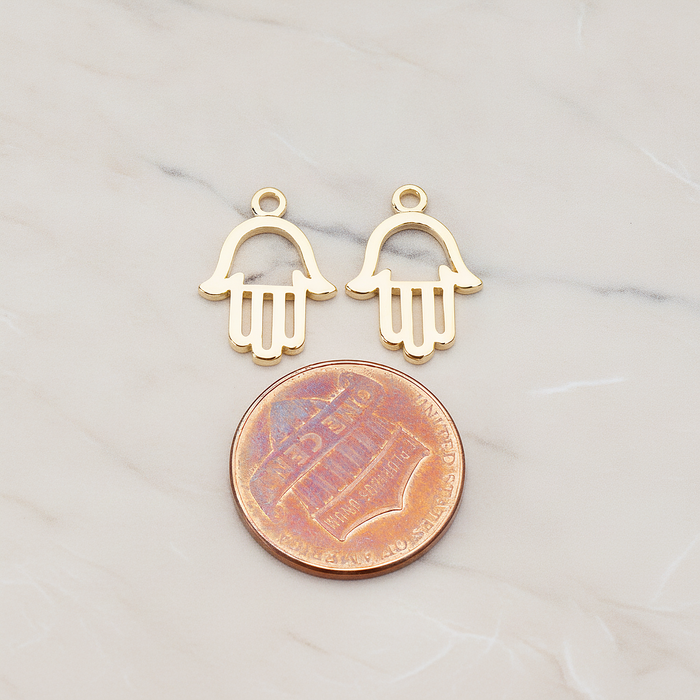 Hamsa Hand Pendant, 2 Pc on warm marble background (PD.852)