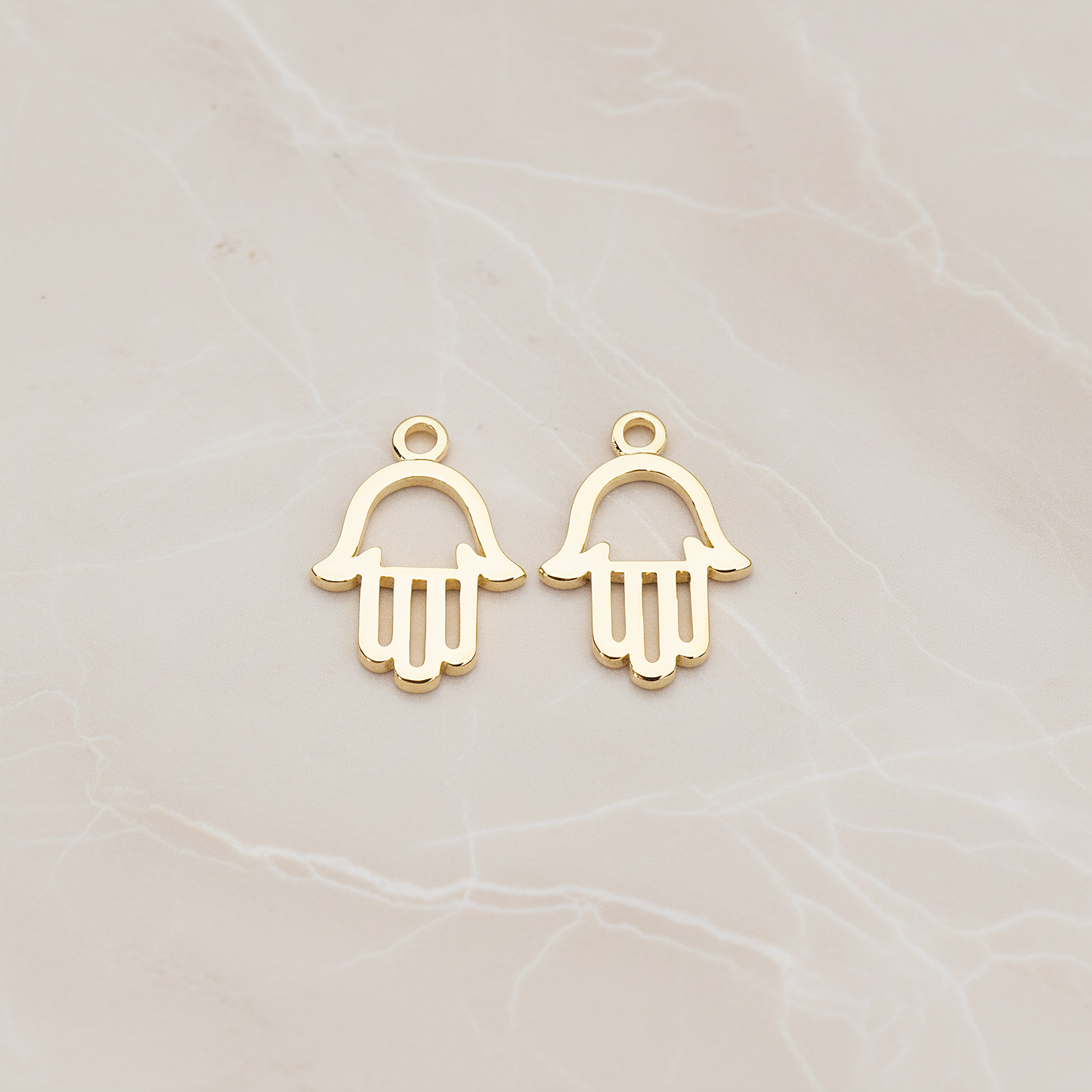 Hamsa Hand Pendant, 2 Pc on warm marble background (PD.852)