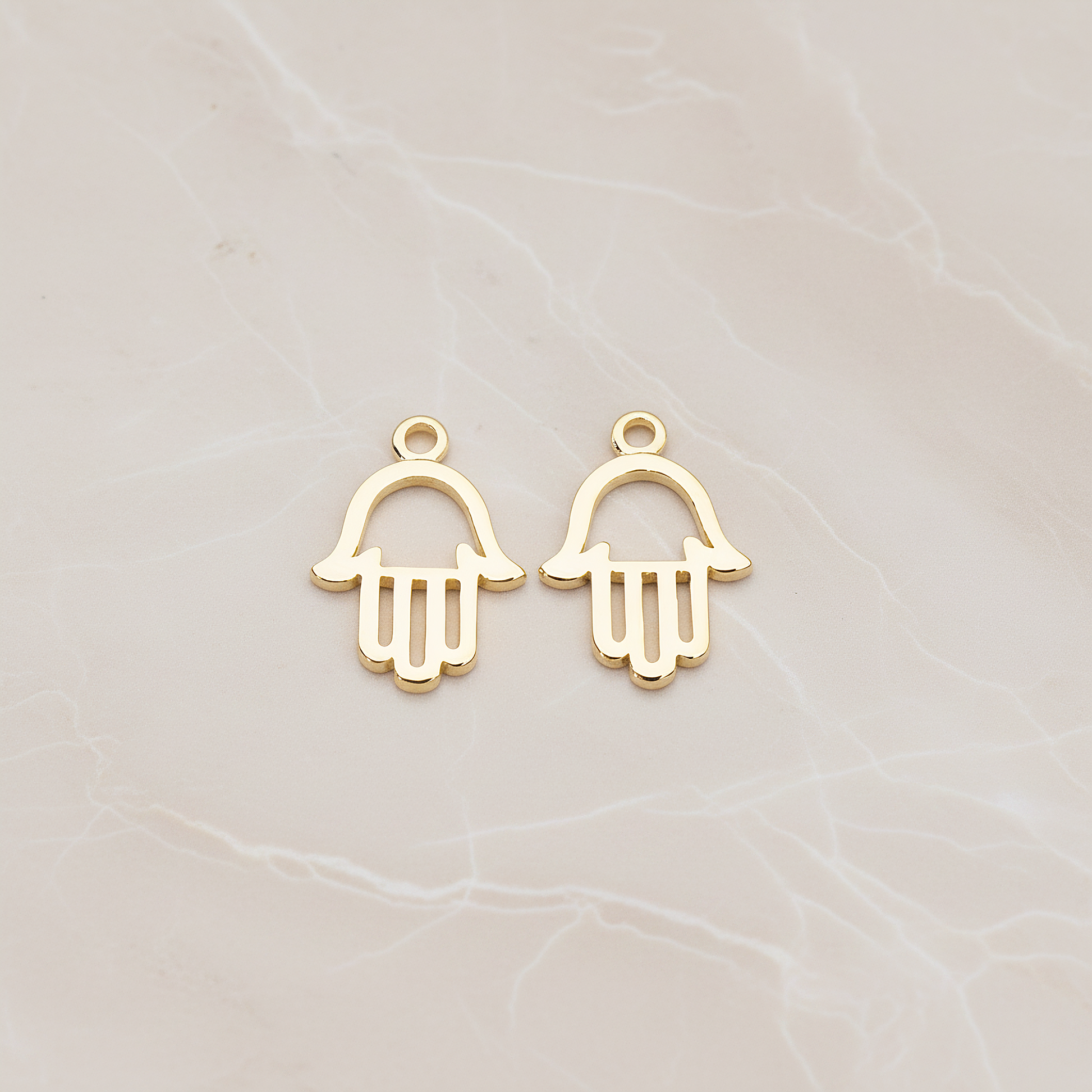 Hamsa Hand Pendant, 2 Pc on warm marble background (PD.852)