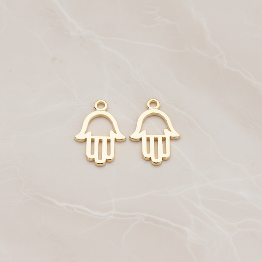 Hamsa Hand Pendant, 2 Pc on warm marble background (PD.852)