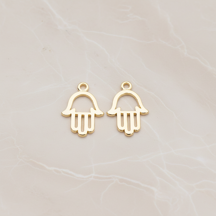 Hamsa Hand Pendant, 2 Pc on warm marble background (PD.852)