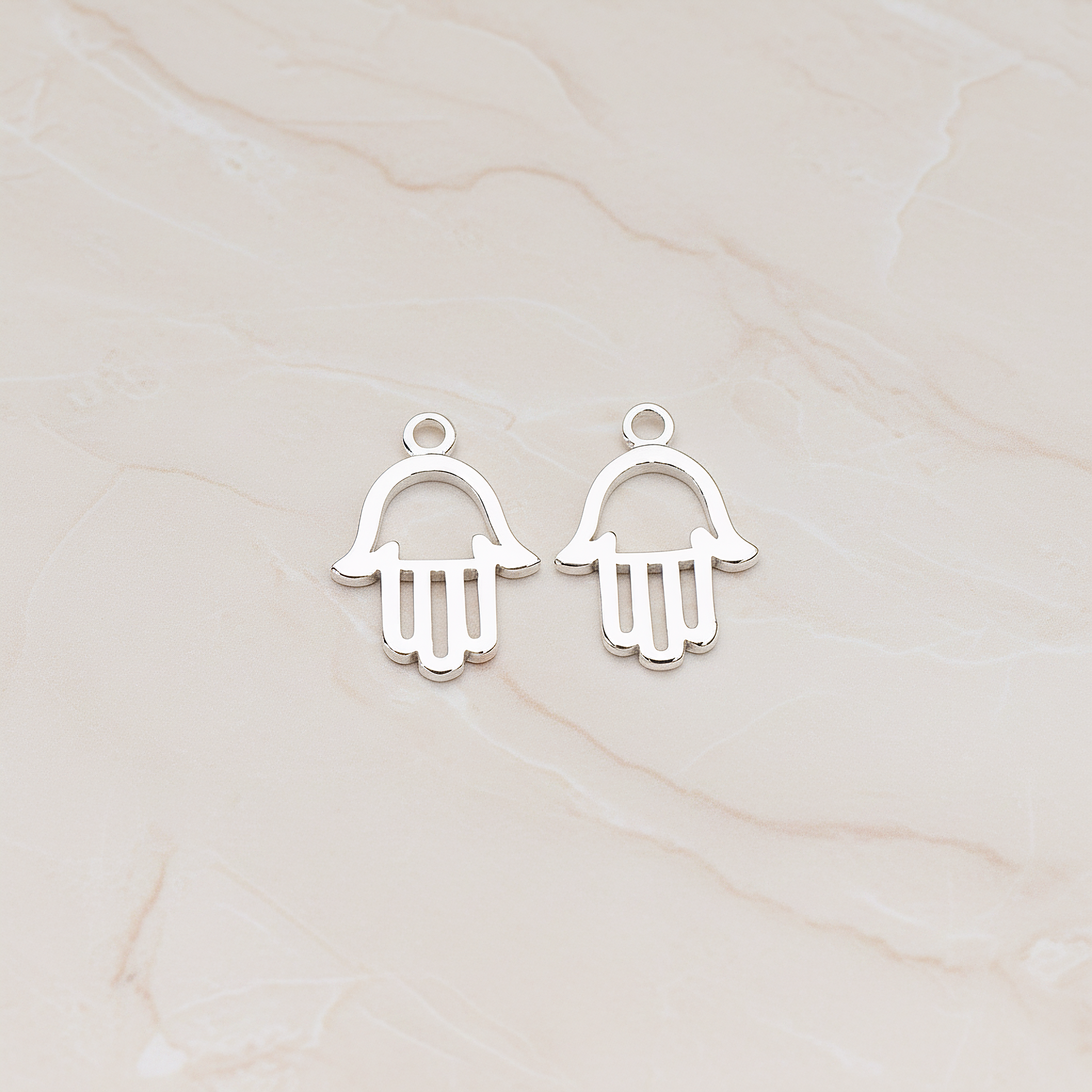 Hamsa Hand Pendant, 2 Pc on warm marble background (PD.852)